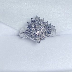 Brilliant Diamond Accent Cluster Ring in Sterling Silver
